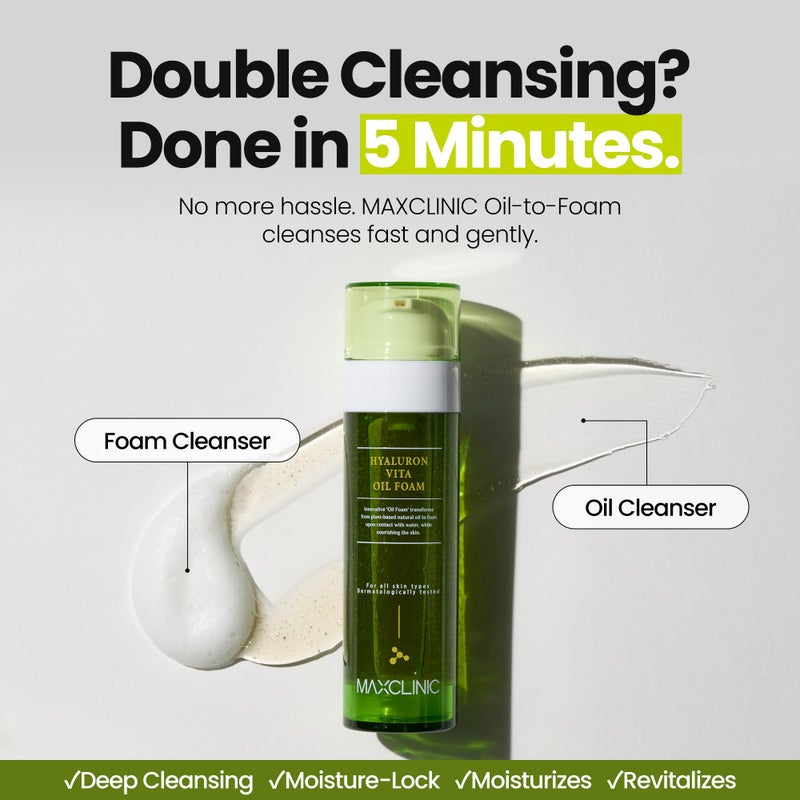 maxclinic [K-Beauty] Hyaluron Vita Oil to Foam - All-in-One Korean Face Wash OilBased Foaming Facial Cleanser - Pore Minimizing & Blackhead Remover - Makeup Deep Cleansing Oil for Dry Skin (3.88 fl oz) - Image 2