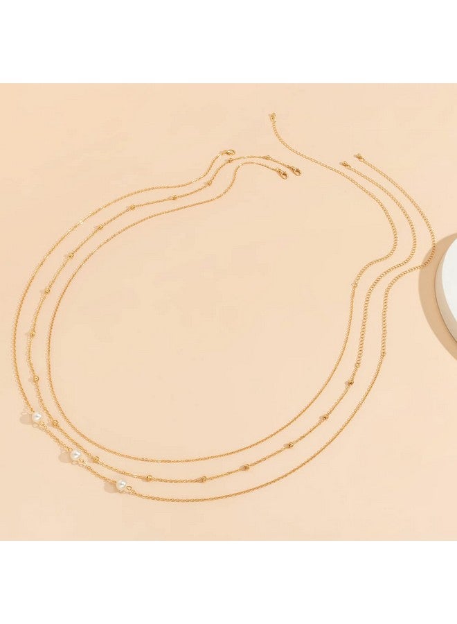 Aaishwarya Golden Thin Metallic Layered Waist Chain with Pearl (Pack of 3) | Kamarband, Hip Chains For Women And Girls | Stylish Beach Accessory | Pearls Jewelry - Image 5