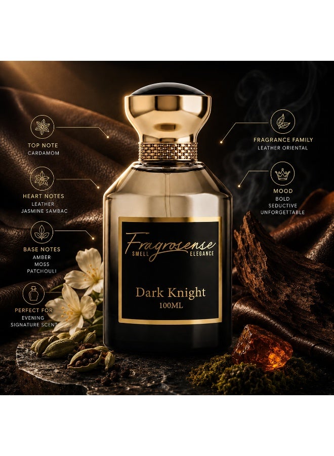Fragrosense عطر دارك نايت للرجال 100 مل - عطر فرنسي فاخر يدوم طويلاً للرجال، رائحة جلد مدخن، عنبر وتوابل دافئة ذكورية، بخاخ عطر - Image 2