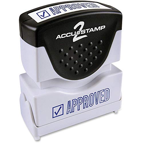 ACCUSTAMP2 035575 Pre-Inked Shutter Stamp with Microban, Blue, Approved, 1 5/8 x 1/2 - Image 1