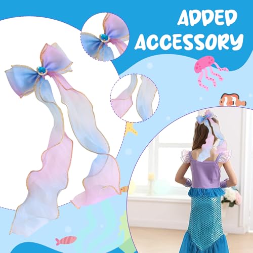PATPAT® Mermaid Costume Kids,Mermaid Dress for Girls,with Matching Jewelry & Hair Clip Dress kit Princess Costumes Fancy for Christmas Birthday Party and Birthday Party-Purple-6Years-7Years - Image 5