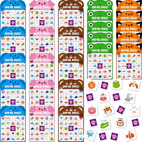 SpriteGru Animal Bingo Game 25PCS Bingo Board Game 225 Players Bingo Game Set for Family Friend Kid Adult Fun Group Activity Interesting Party Supplies - Image 1