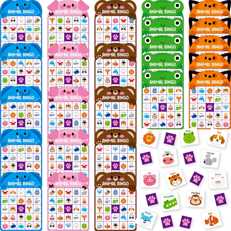 SpriteGru Animal Bingo Game 25PCS Bingo Board Game 225 Players Bingo Game Set for Family Friend Kid Adult Fun Group Activity Interesting Party Supplies - Image 3
