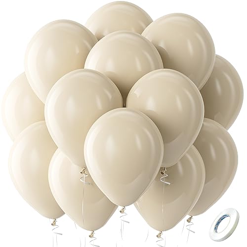 Bezente White Sand Latex Party Balloons - 100 Pack 12 inch Round Helium Sand White Balloons for Thanksgiving Birthday Wedding Bridal Shower Gender Reveal Party Decoration - Image 1