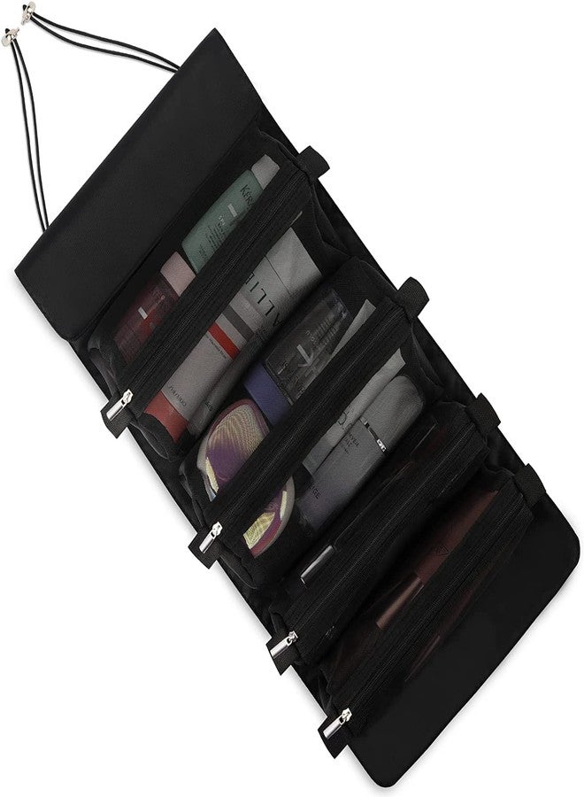 Rabbonix 4 in 1 Makeup Pouch Detachable Toiletry Bag for Travels Cosmetic Organizer for Women | Black | Pack of 01 - Image 1
