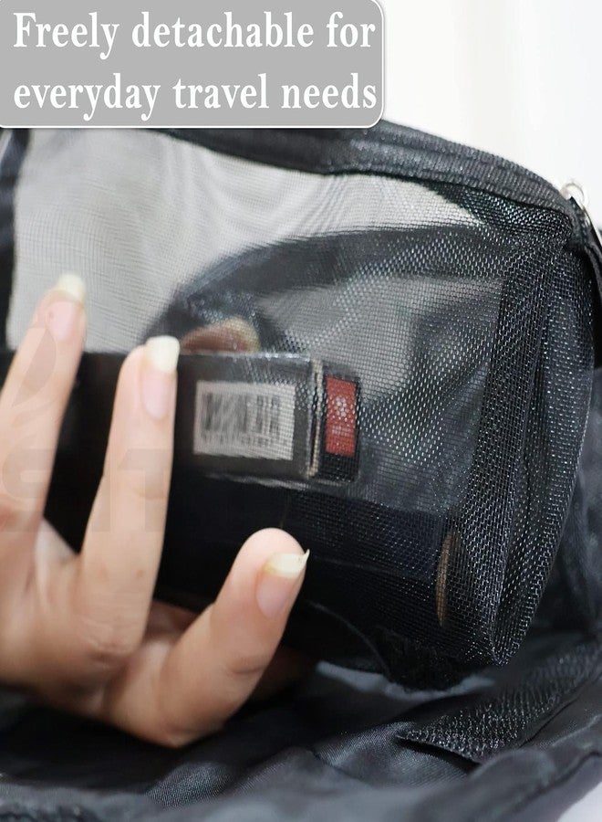 Rabbonix 4 in 1 Makeup Pouch Detachable Toiletry Bag for Travels Cosmetic Organizer for Women | Black | Pack of 01 - Image 3