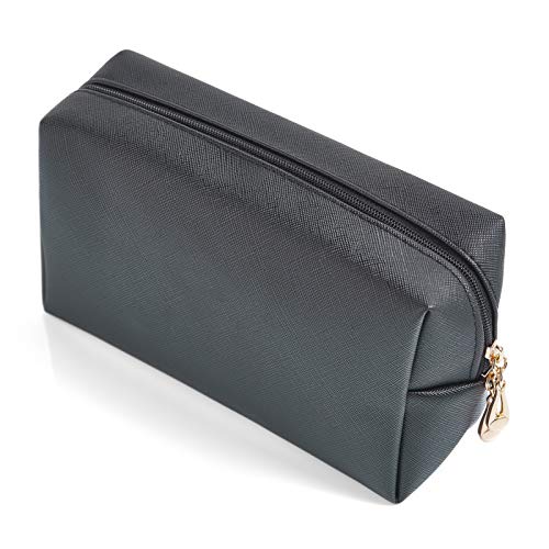 Sohynca PU Leather Cosmetic Bag for Women Minimalism Makeup Bag for Daily Use Portable Storage Purse Small Neat Cosmetic Pouch Water-resistant Toiletry Bag for Travel(Black) - Image 1