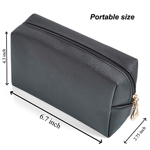 Sohynca PU Leather Cosmetic Bag for Women Minimalism Makeup Bag for Daily Use Portable Storage Purse Small Neat Cosmetic Pouch Water-resistant Toiletry Bag for Travel(Black) - Image 2