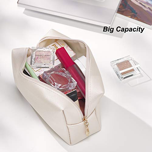 Sohynca PU Leather Cosmetic Bag for Women Minimalism Makeup Bag for Daily Use Portable Storage Purse Small Neat Cosmetic Pouch Water-resistant Toiletry Bag for Travel(Black) - Image 3