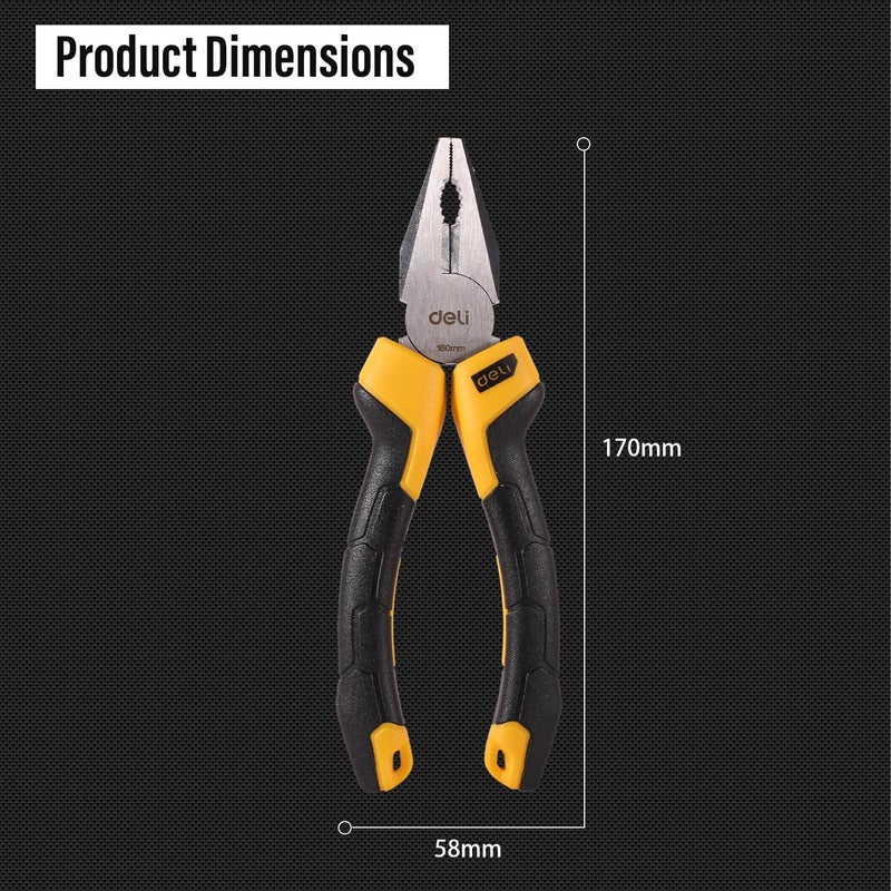 Deli DL2006Z كماشة مزدوجة اللون 6" تصميم مريح ومقبض مطاطي مضاد للانزلاق للأستخدام المنزلي والمهني (1 قطعة) - Image 2