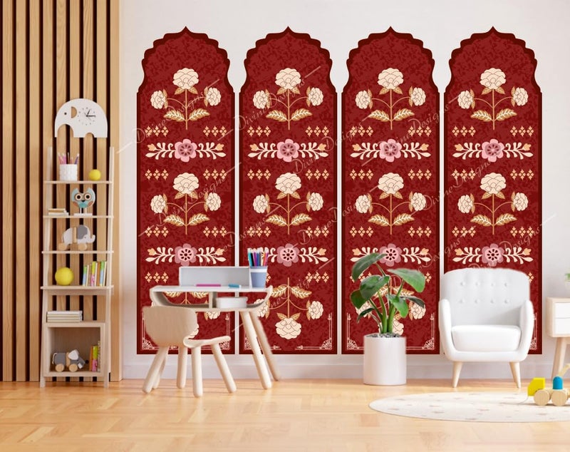 DivineDesigns PVC Vinyl Mughal Arch Panel Self-Adhesive Wall Sticker for Home Decor/Decoration Living Room (Multicolor) - Image 2