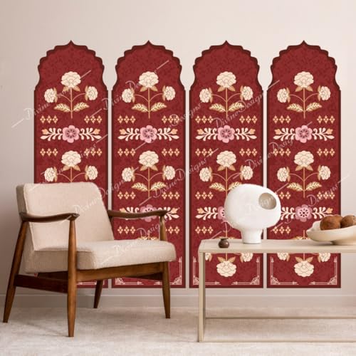 DivineDesigns PVC Vinyl Mughal Arch Panel Self-Adhesive Wall Sticker for Home Decor/Decoration Living Room (Multicolor) - Image 1