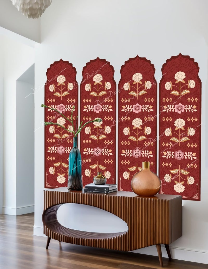 DivineDesigns PVC Vinyl Mughal Arch Panel Self-Adhesive Wall Sticker for Home Decor/Decoration Living Room (Multicolor) - Image 3