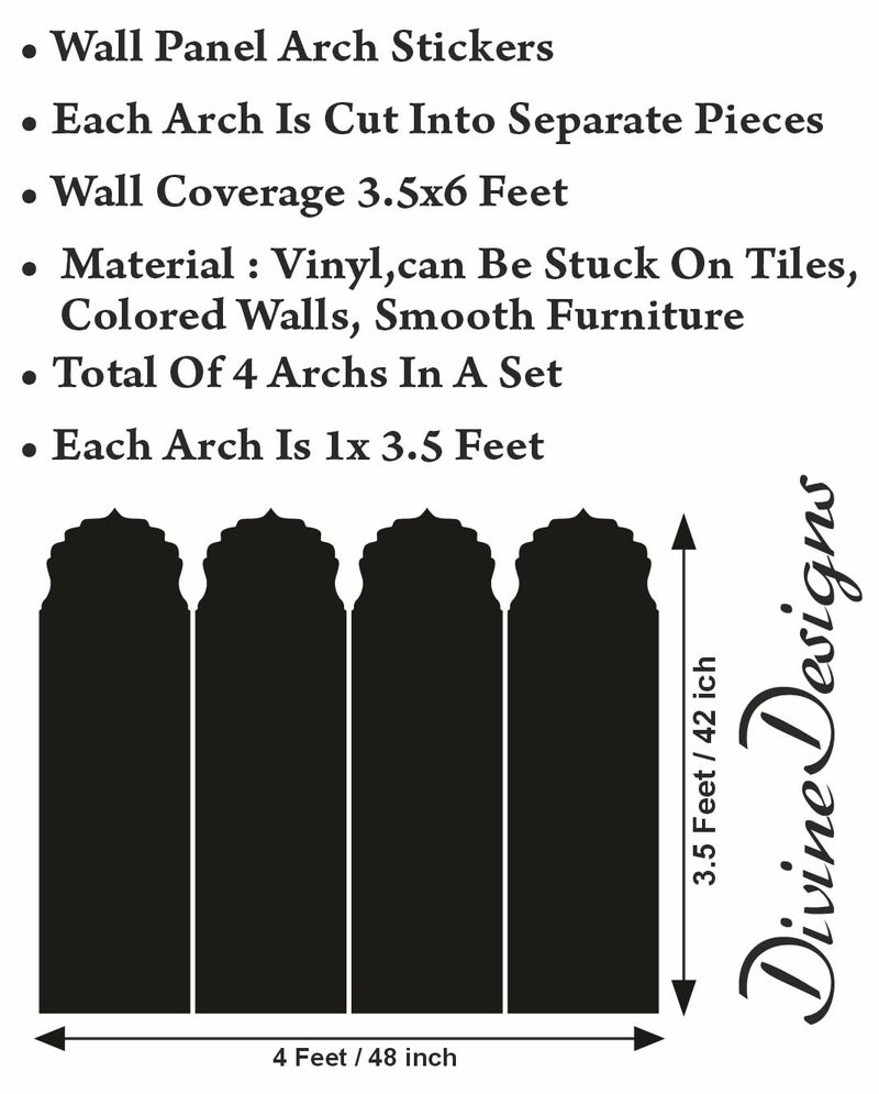 DivineDesigns PVC Vinyl Mughal Arch Panel Self-Adhesive Wall Sticker for Home Decor/Decoration Living Room (Multicolor) - Image 5