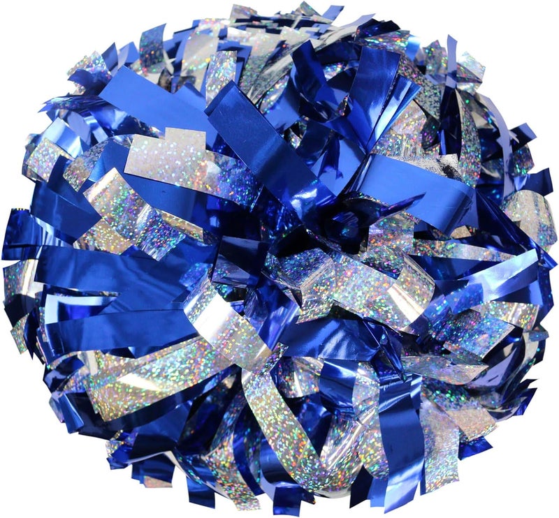 Danzcue 6 Inches Metallic Cheerleading Pom Pom with Baton Handle Pack of 2 - Image 1
