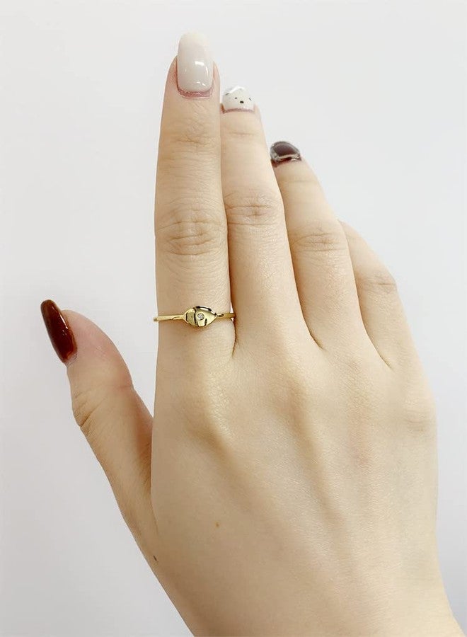 Dtja CZ Eye Promise Band Ring for Women Gold-Tone Dainty Cute Crystal Evil Statement Stackable Finger Rings Comfort Fit Fashion Birthday Wedding Holiday Jewelry Gift (8) - Image 2