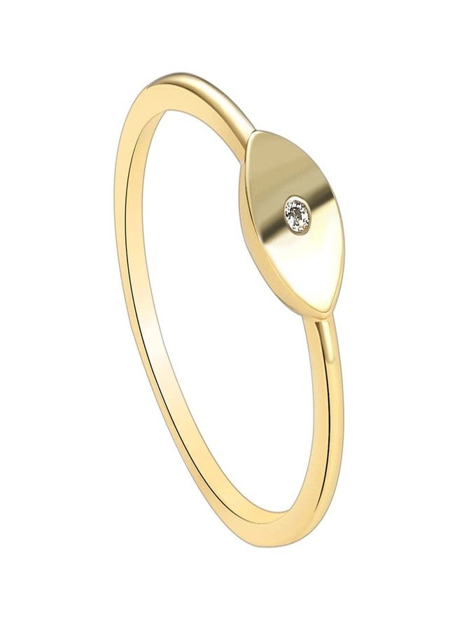 Dtja CZ Eye Promise Band Ring for Women Gold-Tone Dainty Cute Crystal Evil Statement Stackable Finger Rings Comfort Fit Fashion Birthday Wedding Holiday Jewelry Gift (8) - Image 1