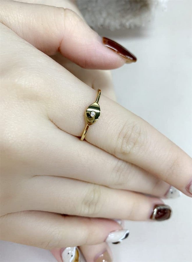 Dtja CZ Eye Promise Band Ring for Women Gold-Tone Dainty Cute Crystal Evil Statement Stackable Finger Rings Comfort Fit Fashion Birthday Wedding Holiday Jewelry Gift (8) - Image 3