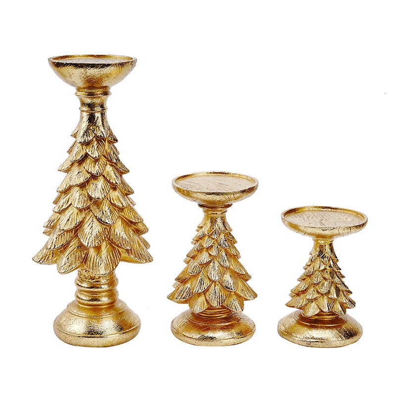 European-Style Resin Christmas Tree Candle Holder – Decorative Ornaments for Home - Image 1