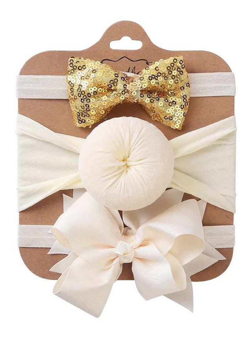 The Girl Cap The Girl Cap Elastic Baby Headband Stretchable Nylon Assorted Hairbands Hair Accessories for Baby - Gold  - Image 1