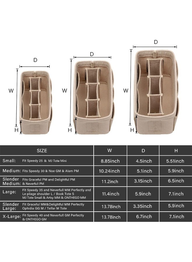 ZTUJO ZTUJO Purse Organizer Insert, Felt Bag Organizer For Handbag Purse Organizer (Small, Beige)  - Image 2