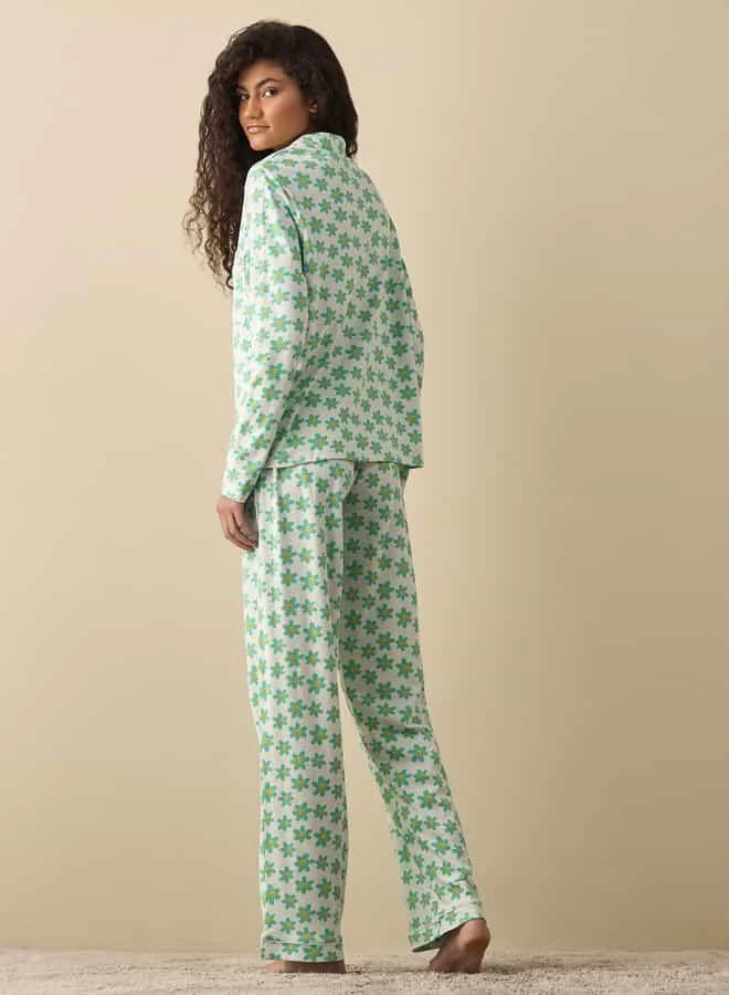 Splash FAV Floral Print Shirt and Pyjama Set