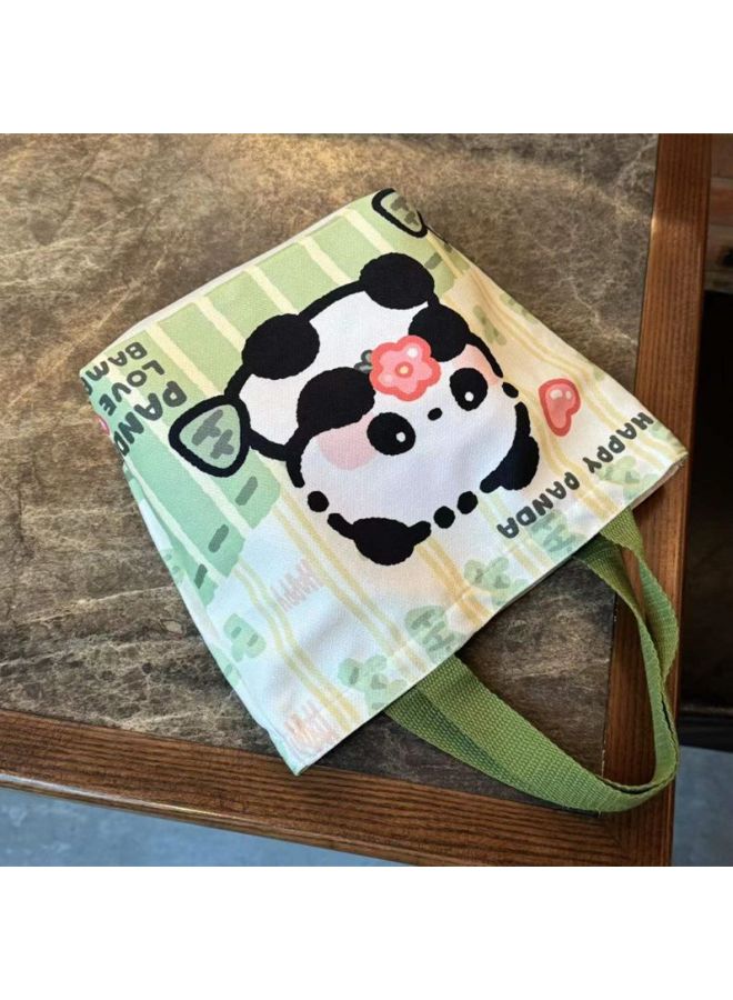 Convenient Handbag Baoma Go Out Hand Bag Work Commuter Zipper Bag National Treasure Panda Canvas Bag Student-Color:Panda Bamboo Handbag - Image 5