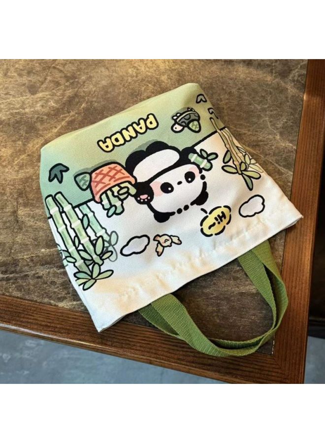 Convenient Handbag Baoma Go Out Hand Bag Work Commuter Zipper Bag National Treasure Panda Canvas Bag Student-Color:Panda Bamboo Handbag - Image 1