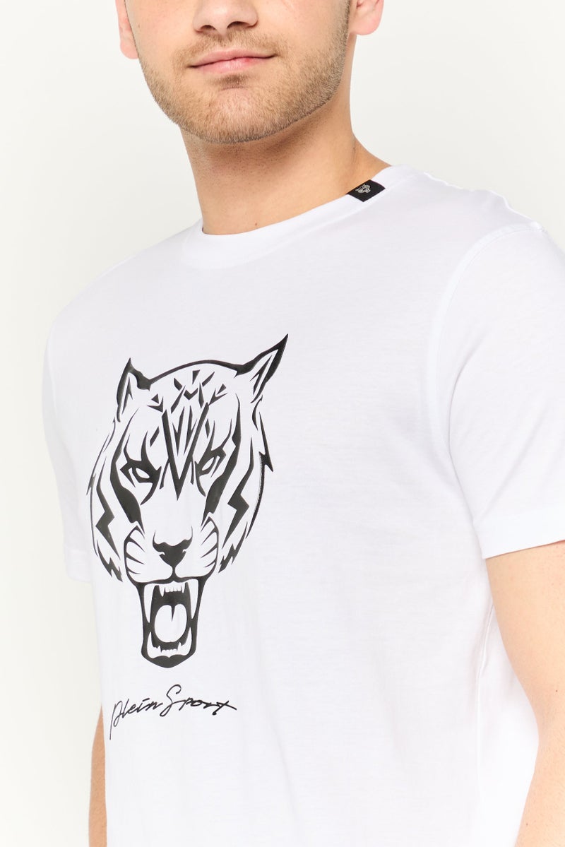 PHILIPP PLEIN Plein Sport Men Sportswear Fit Short Sleeves Outdoor T-Shirt, White - Image 3