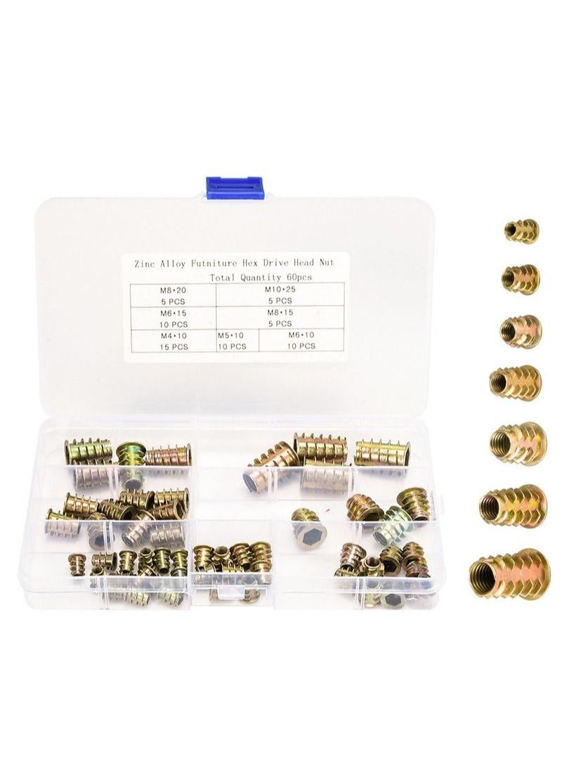 NIBEMINENT 60Pcs Color Zinc Inner And Outer Teeth Nut Set  - Image 1