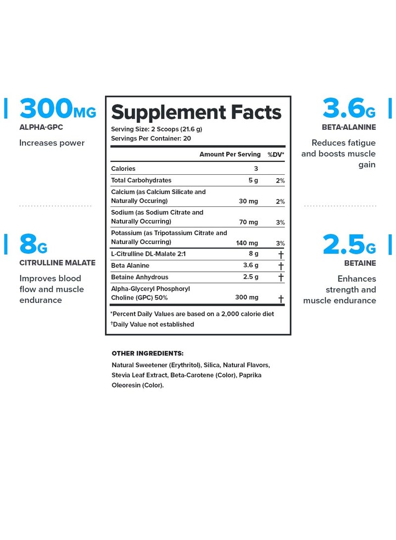 Legion Pulse Stim-Free Pre Workout Supplement  - Tropical Punch Flavor, Boosts Strength Endurance & Focus, with 8g of Citrulline Malate, 3.6 g of Beta-Alanine, 20 Servings 432 g/15.2 oZ (0.95 Lbs) - Image 3
