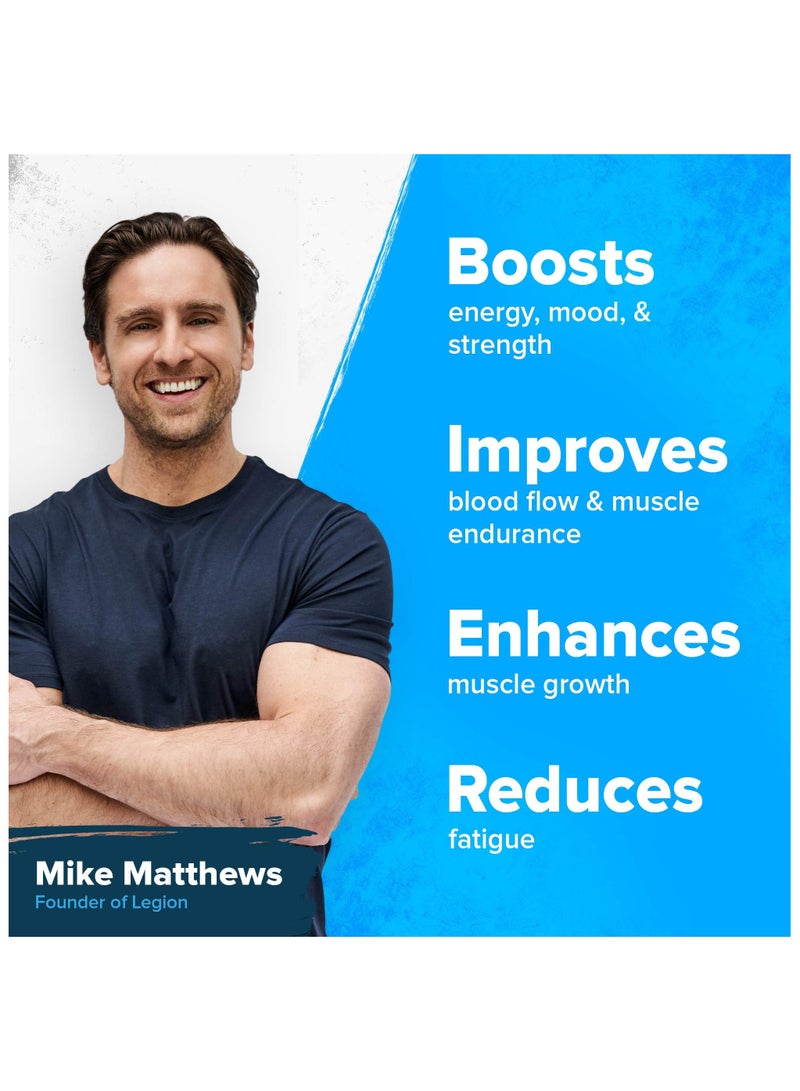 Legion Pulse Stim-Free Pre Workout Supplement  - Tropical Punch Flavor, Boosts Strength Endurance & Focus, with 8g of Citrulline Malate, 3.6 g of Beta-Alanine, 20 Servings 432 g/15.2 oZ (0.95 Lbs) - Image 4