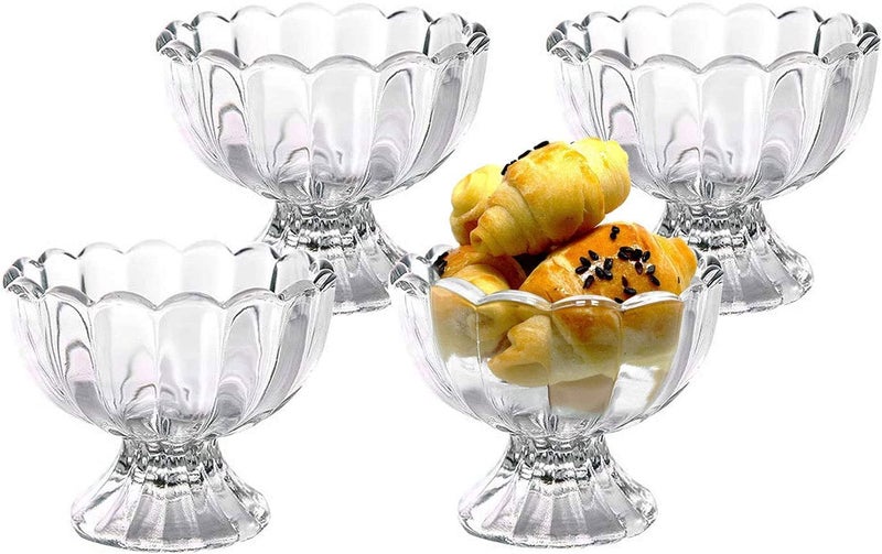 KAHAAN Glass Dessert Bowls 210 ml Glass Ice Cream Cups Mini Trifle Footed Dessert Bowls for Dessert Sundae Ice Cream Salad Cocktail Condiment Trifle 6 Pack - Image 2