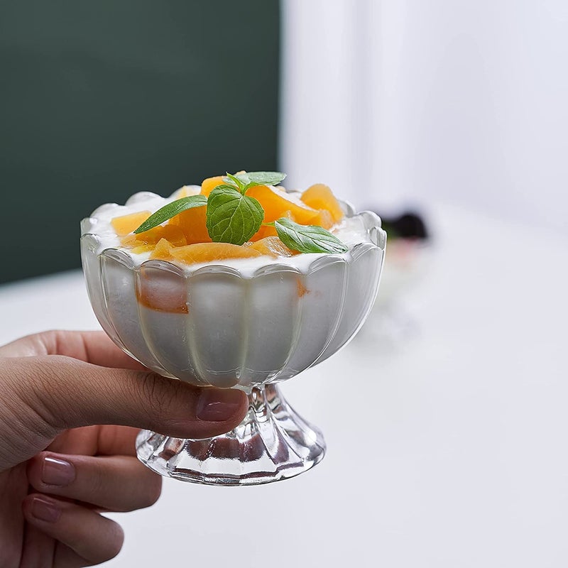 KAHAAN Glass Dessert Bowls 210 ml Glass Ice Cream Cups Mini Trifle Footed Dessert Bowls for Dessert Sundae Ice Cream Salad Cocktail Condiment Trifle 6 Pack - Image 1