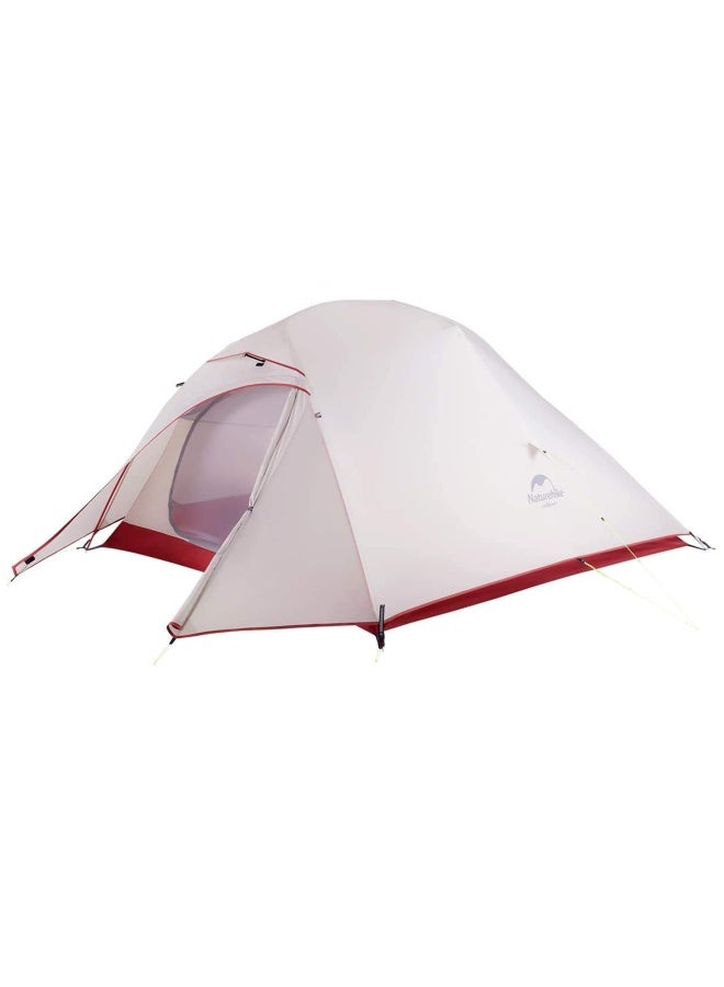 Naturehike Ultralight Cloud Up 3 Tent | 3-Person Camping Tent | Rectangular Tent | Size: (215+85) X 180 X 110 Cm | Portable, Waterproof, Lightweight | Color - Light Grey/Red - Image 1