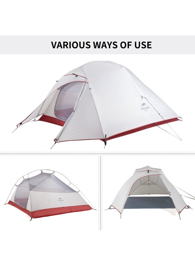 Naturehike Ultralight Cloud Up 3 Tent | 3-Person Camping Tent | Rectangular Tent | Size: (215+85) X 180 X 110 Cm | Portable, Waterproof, Lightweight | Color - Light Grey/Red - Image 2