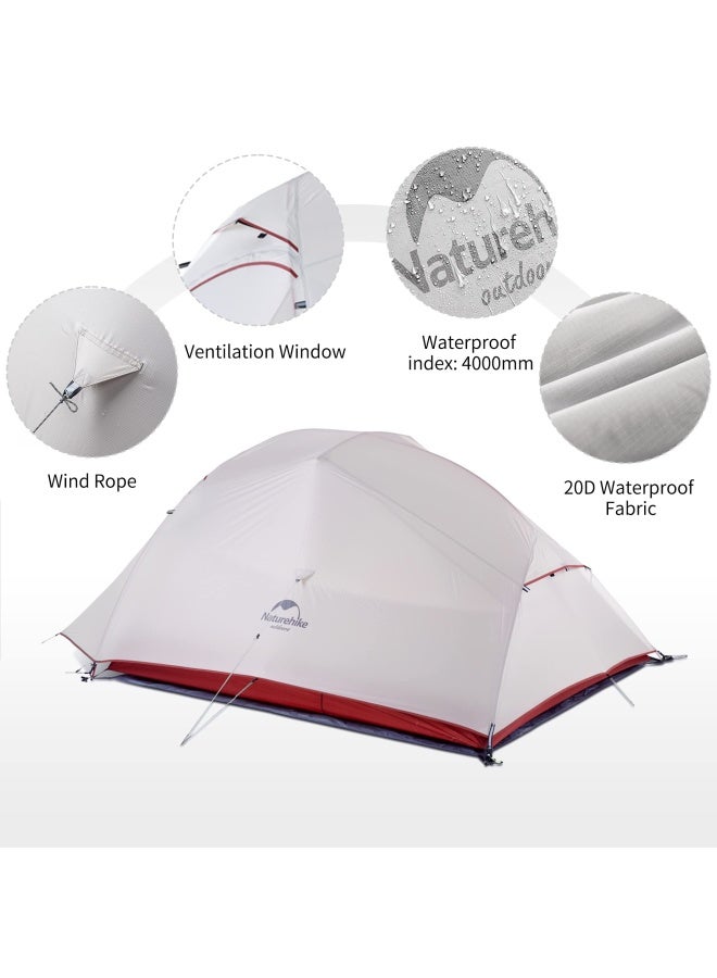 Naturehike Ultralight Cloud Up 3 Tent | 3-Person Camping Tent | Rectangular Tent | Size: (215+85) X 180 X 110 Cm | Portable, Waterproof, Lightweight | Color - Light Grey/Red - Image 3