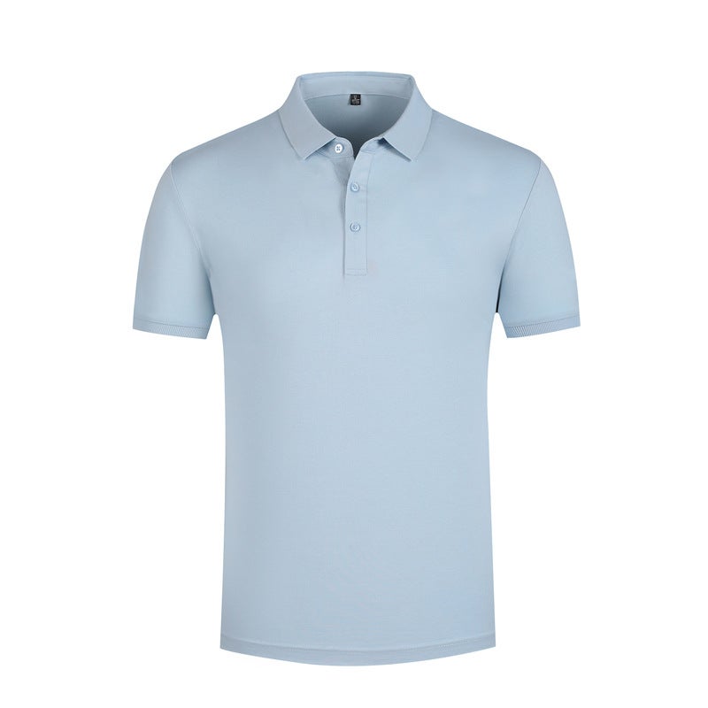 Mens Silk Blend Casual Summer POLO Shirt Light Blue 