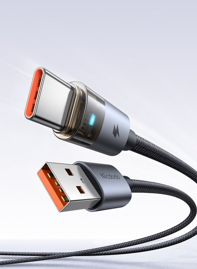 Mcdodo Transparent USB-C Cable Desert Gold 1.2m with LED Charging Light – Type-C Fast Charging Data Sync Cable for Android Phones, Samsung Galaxy, Tablets - Image 3