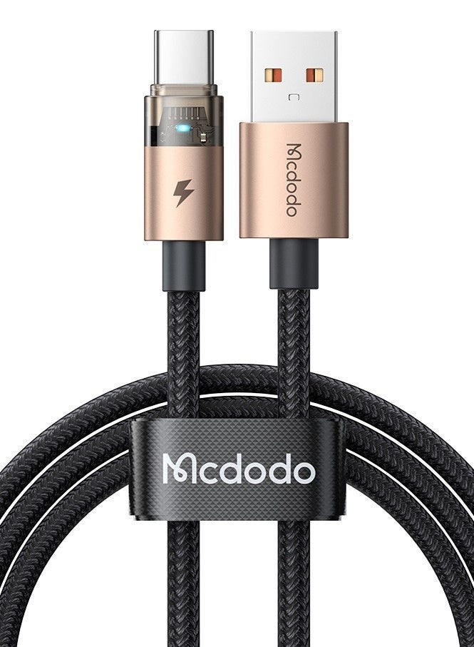 Mcdodo Transparent USB-C Cable Desert Gold 1.2m with LED Charging Light – Type-C Fast Charging Data Sync Cable for Android Phones, Samsung Galaxy, Tablets - Image 1
