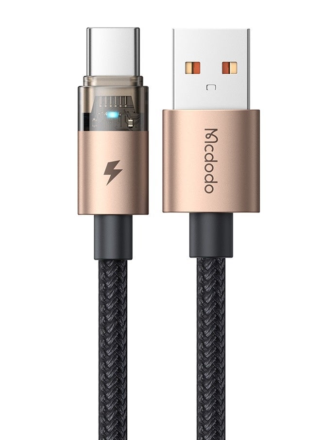 Mcdodo Transparent USB-C Cable Desert Gold 1.2m with LED Charging Light – Type-C Fast Charging Data Sync Cable for Android Phones, Samsung Galaxy, Tablets - Image 2