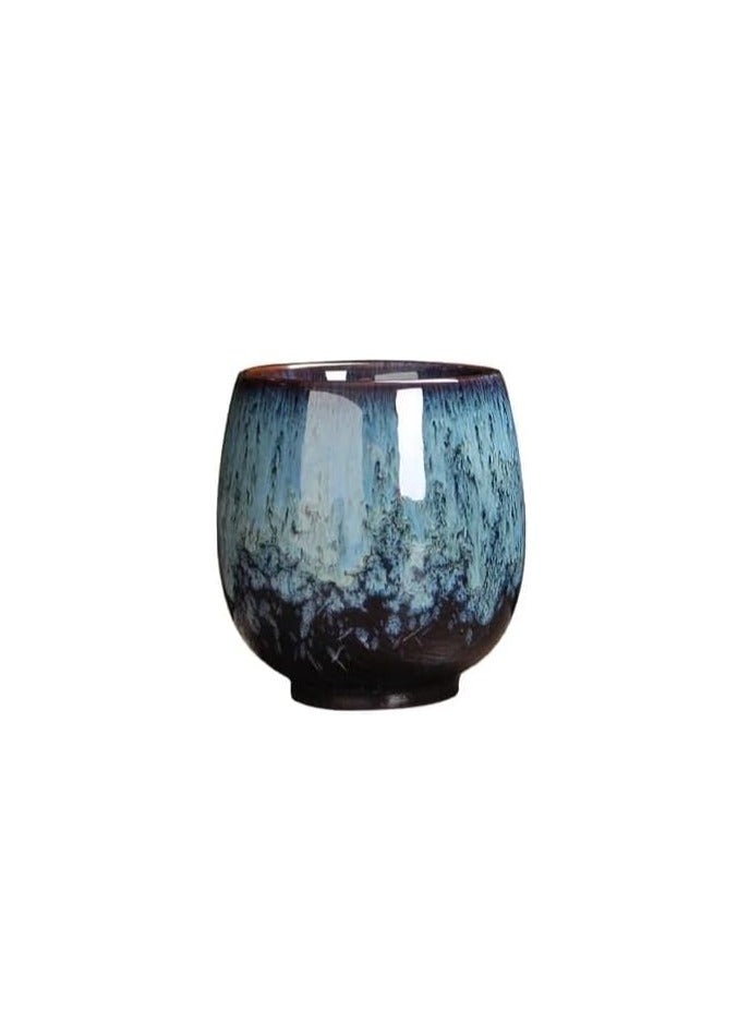 Liying Vintage Shine Ceramic Coffee Cup 150ml, Handmade Art design cup for coffee, Cappuccino, Tea (Sky Blue)  - Image 1
