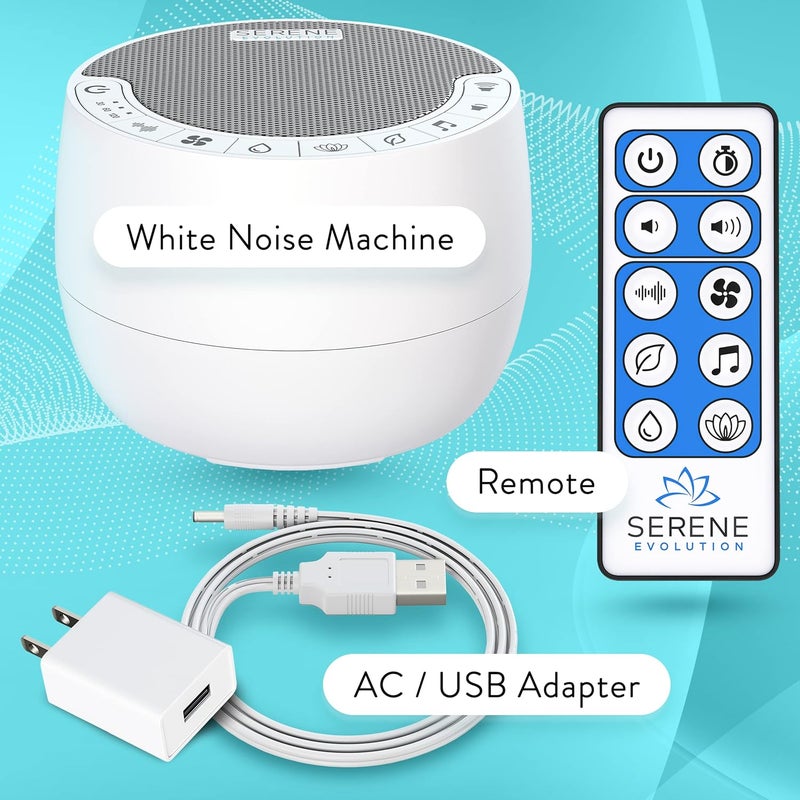 Serene Evolution White Noise Sound Machine with Remote Control - 70 Sound Options for Sleeping Adults and Babies - White Noise Machine for Office Privacy, Noise Canceling with Ocean and Rain Sounds - Image 3