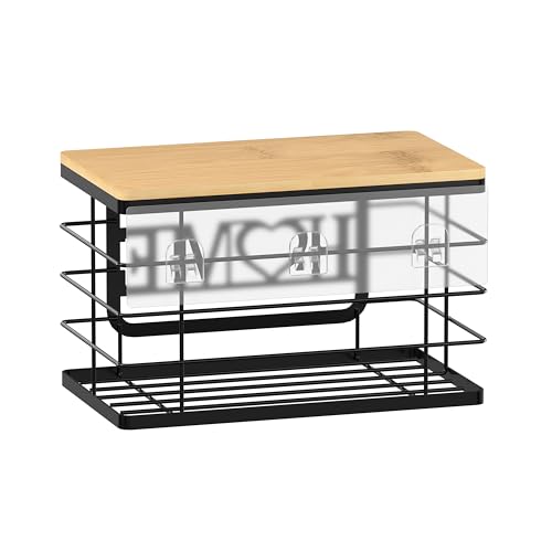 Thipoten Trash Bag Holder, Thipoten Trash Bags Dispenser with Bamboo Top, Suitable for Garbage Bags Purchased Online or Supermarket, Perfect Storage Organizers for Cabinet, Under Sink (Black, 2pack-XL/L) - Image 3