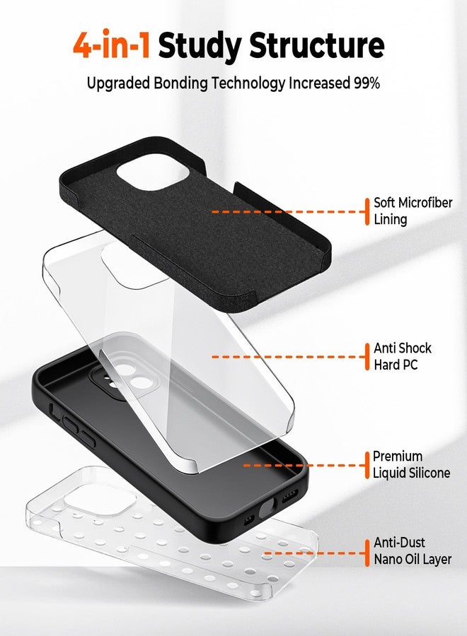 SUPFINE Designed for iPhone 12 Case,Premium Liquid Silicone with [Soft Anti-Scratch Microfiber Lining][Upgraded Camera Protection] Slim Shockproof Protective Phone Case for Men Women Girls,Black - Image 3