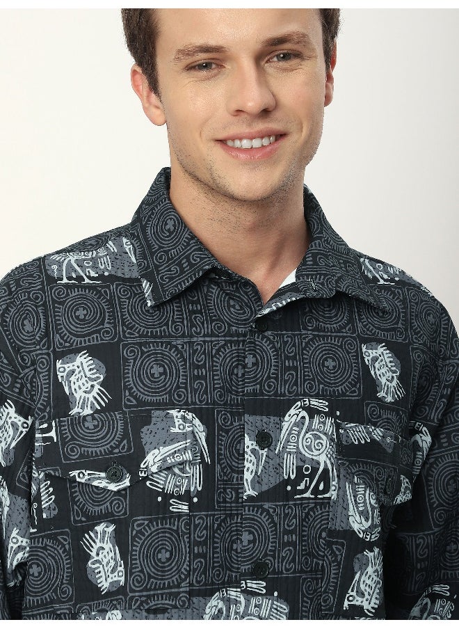 Beyoung Black Tribal Print Shacket  - Image 5
