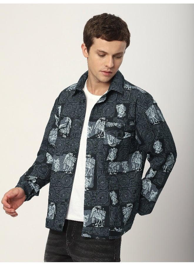 Beyoung Black Tribal Print Shacket  - Image 1