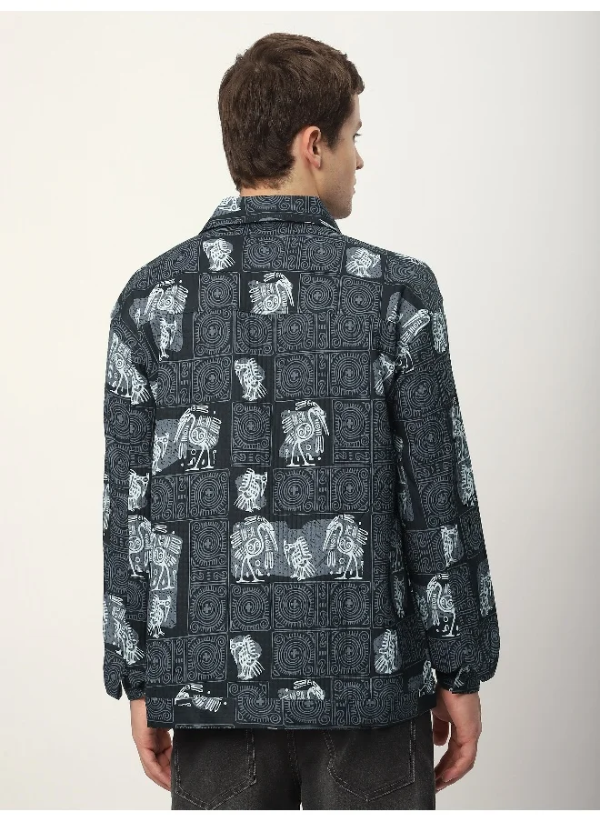 بيونغ Black Tribal Print Shacket