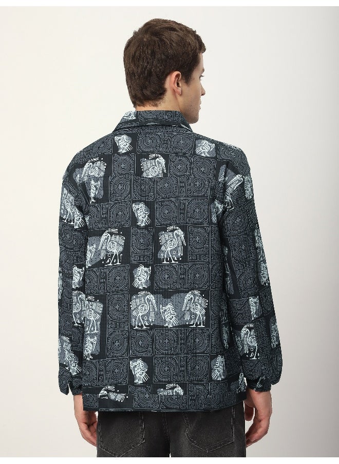 Beyoung Black Tribal Print Shacket  - Image 2
