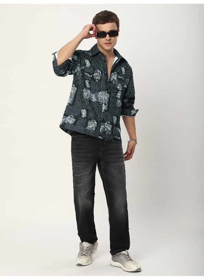 Beyoung Black Tribal Print Shacket  - Image 3